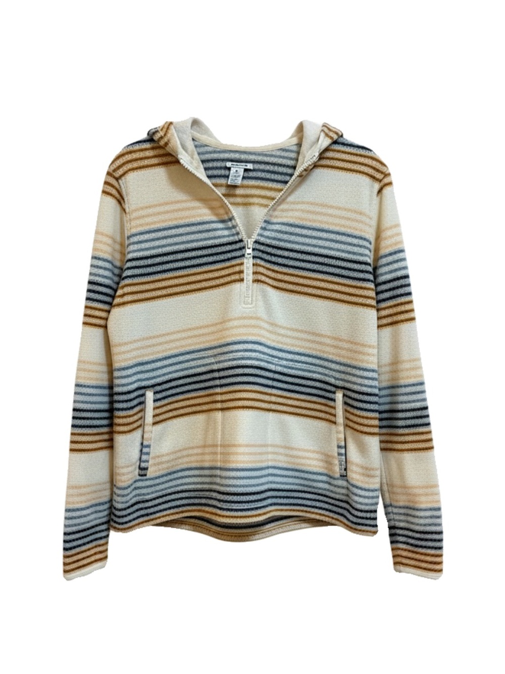 O'Neill Striped Half-Zip Hooded Fleece - Cream, Blue & Tan